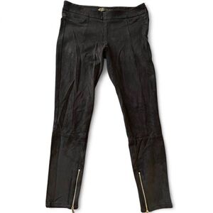 Zara Black Faux Suede Moto Pants with Gold Zippers